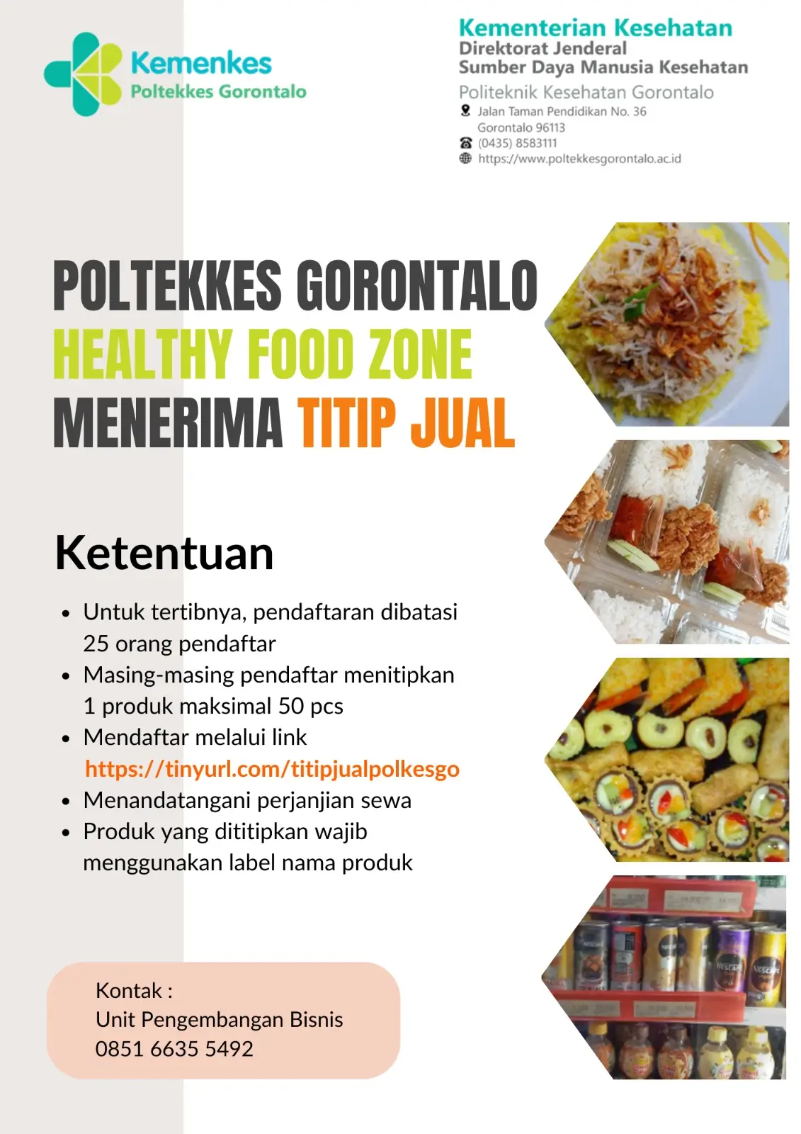 Poltekkes Gorontalo Healthy Food Zone Buka Program Titip Jual untuk UMKM
